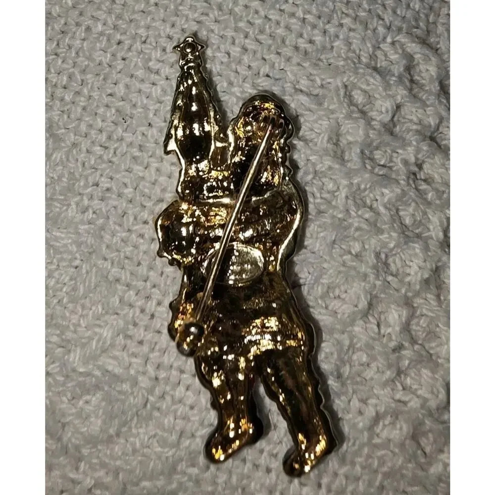 Vtg Christopher Radko Santa Pin Shiny Brite Goldtone Enamel Christmas Holiday